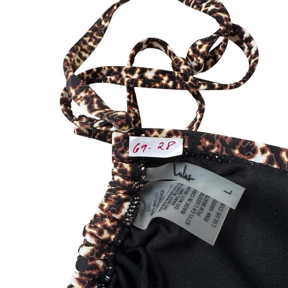 Lulus Women's Size Large Leopard Bikini Set Padded Swimsuit Swimwear | 69-28